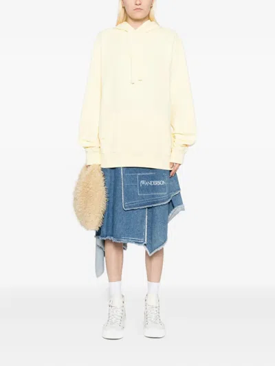 Jw Anderson Logo-embroidered Hoodie In Neutral