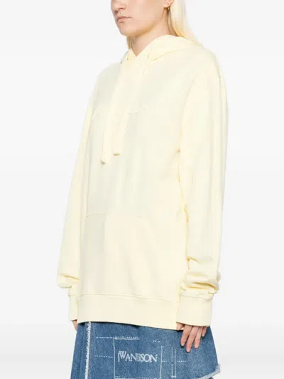 Jw Anderson Logo-embroidered Hoodie In Neutral