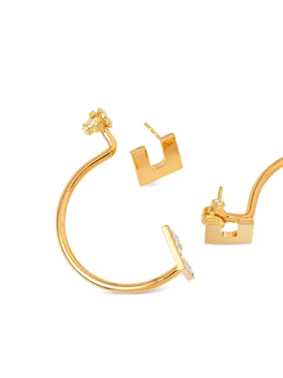 Elisabetta Franchi Crystal-embellished Jacket Earrings In Gold