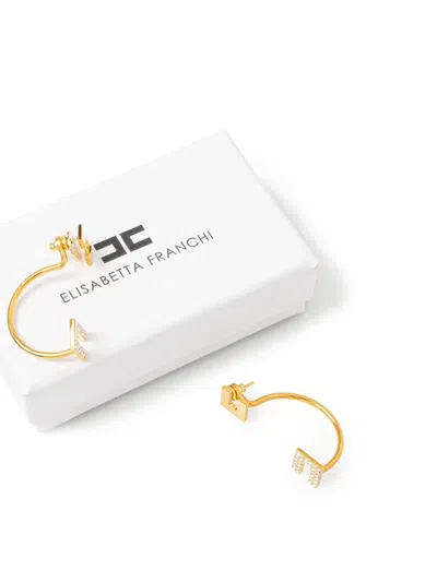 Elisabetta Franchi Crystal-embellished Jacket Earrings In Gold