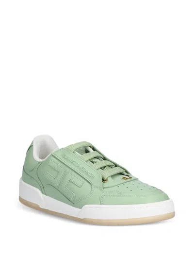 Elisabetta Franchi Logo-plaque Leather Trainers In Green