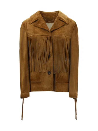 Golden Goose Women Tobacco Suede Fringe Jacket In Brown