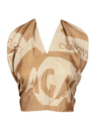 Ferragamo Top Venna Tops Beige In Multi