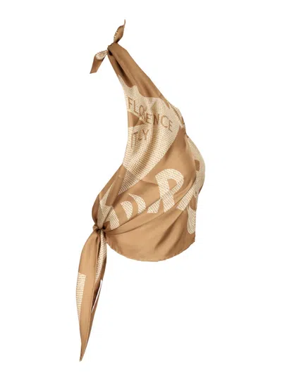 Ferragamo Top Venna Tops Beige In Multi
