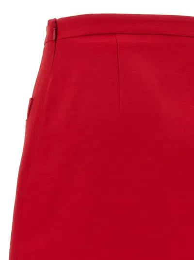 Valentino Crepe Couture Skirt With Heart Jewel Buttons In Red