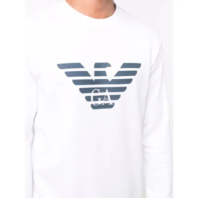 Emporio Armani Logo Print Long-sleeved Sweatshirt In White