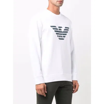 Emporio Armani Logo Print Long-sleeved Sweatshirt In White