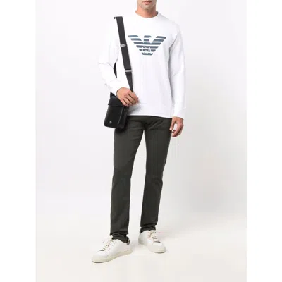 Emporio Armani Logo Print Long-sleeved Sweatshirt In White