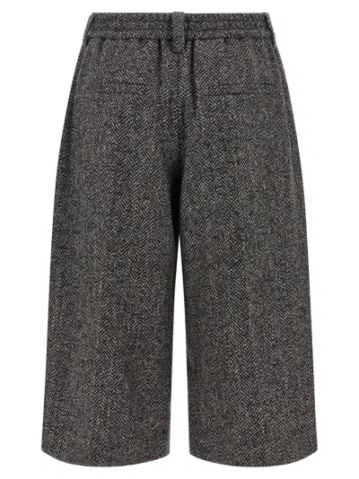 Brunello Cucinelli Wool Bermuda Shorts Pants Multicolor In Gray