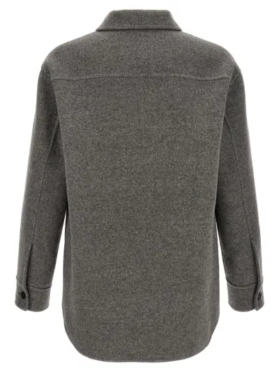 Jil Sander Wool Overshirt Casual Jackets And Parka Gray