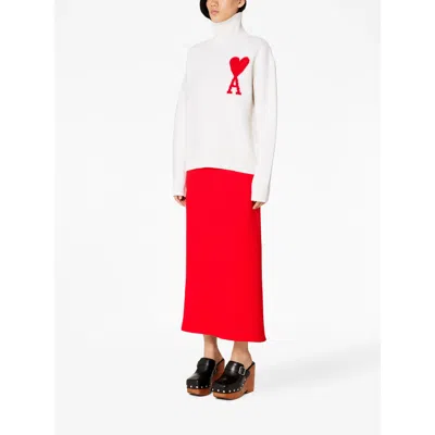 Ami Alexandre Mattiussi Ami Paris Turtleneck Sweater Ami De Coeur White Men In Animal Print