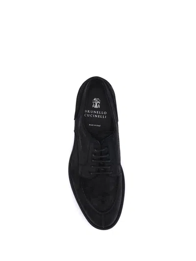 Brunello Cucinelli Almond Toe Lace-up Shoes In Black