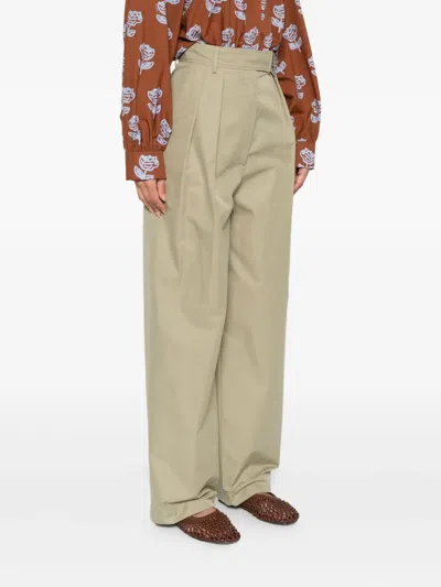 La Doublej Pleated Cotton Trousers