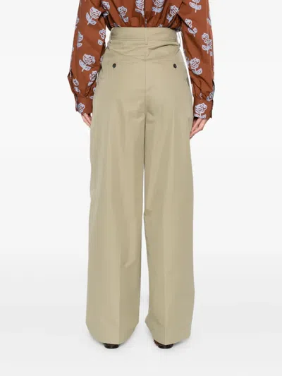 La Doublej Pleated Cotton Trousers