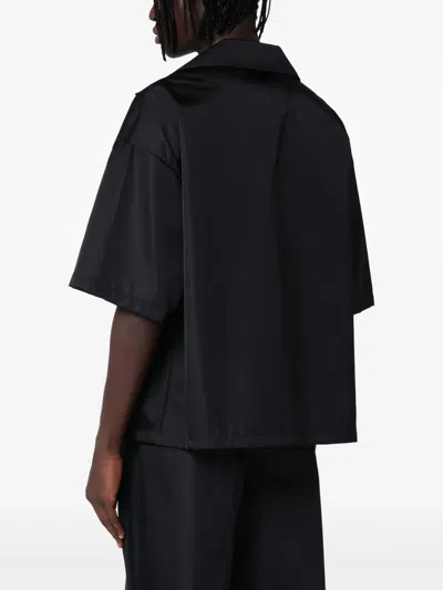 Prada Short Sleeve Collared Jacket Front Pocket In Blue