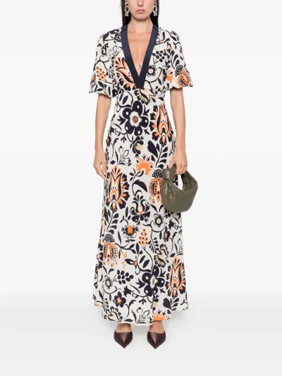 La Doublej Floral Puff-sleeve Dress In Multi