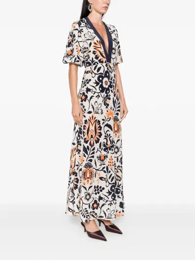 La Doublej Floral Puff-sleeve Dress In Multi