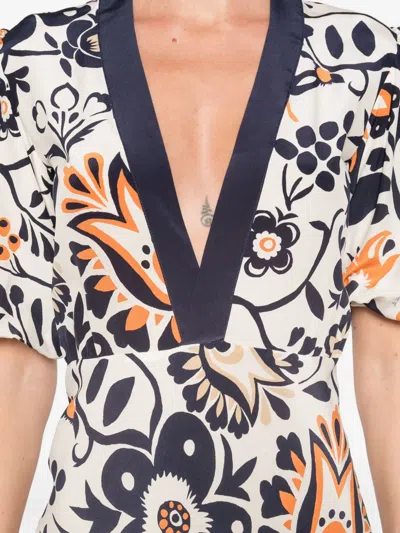 La Doublej Floral Puff-sleeve Dress In Multi