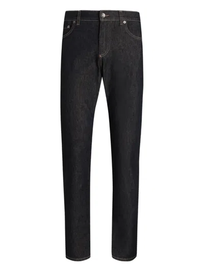 Dolce & Gabbana Trousers With Belt Loops And Contrast Stitching In Black