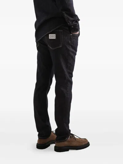 Dolce & Gabbana Trousers With Belt Loops And Contrast Stitching In Black