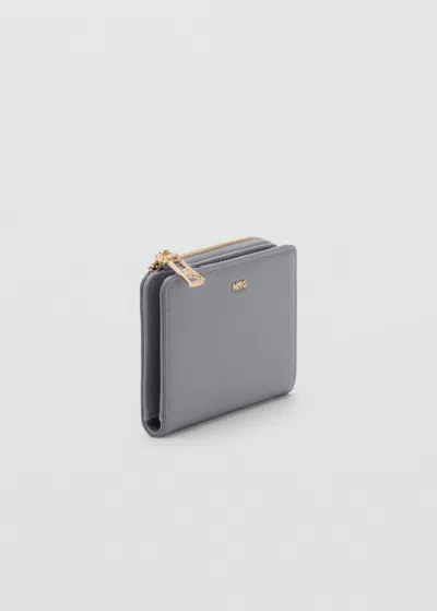 Mango Portefeuille Effet Saffiano À Rabat Gris Clair/pastel - Femme - Taille Unique -