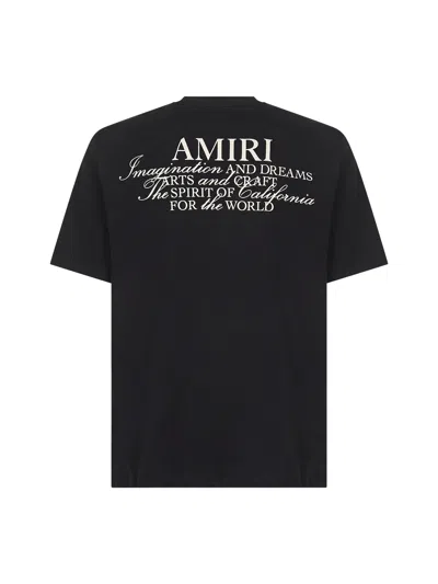 Amiri Black Crewneck T-shirt With Logo Patch On The Front And Maxi Logo Print On The Rear