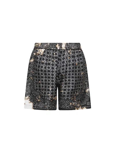 Amiri Silk Bermudas With Pattern And Adjustable Waistband In Gray