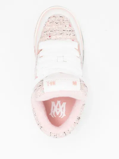 Amiri Round Toe Rubber Sole Textured Finish Sneakers In White