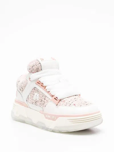 Amiri Round Toe Rubber Sole Textured Finish Sneakers In White