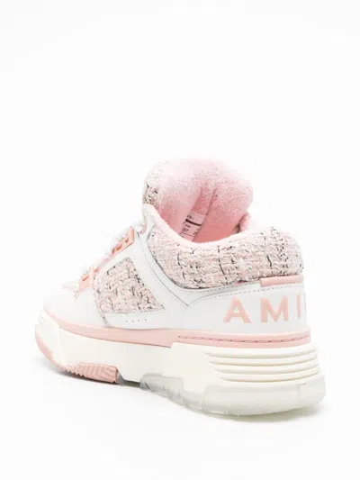 Amiri Round Toe Rubber Sole Textured Finish Sneakers In White