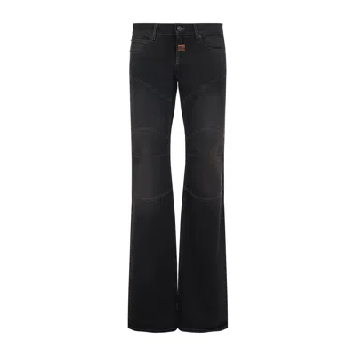 Balenciaga Fitted Low Waist Flared Wide-leg Pants In Black
