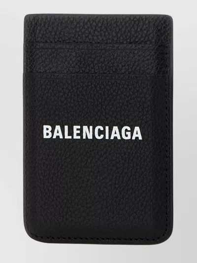 Balenciaga Leather Card Holder Compact Textured Finish