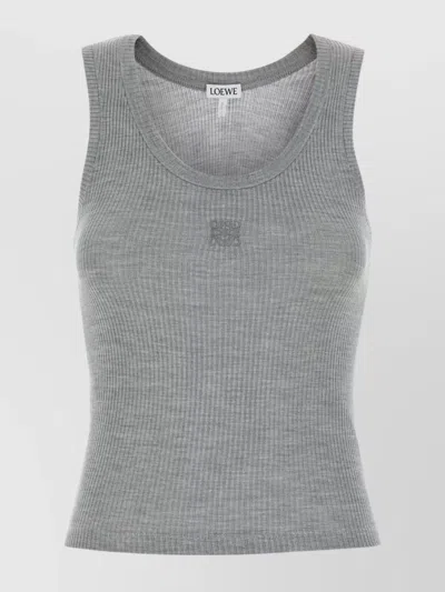 Loewe Silk Ribbed Scoop Neck Tank Top