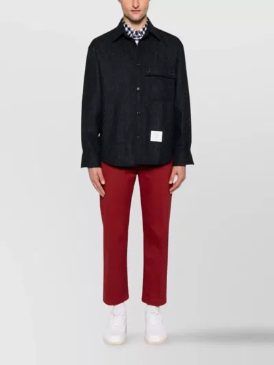 Thom Browne Oversized Shirt With Double Needle In Tweed In Black