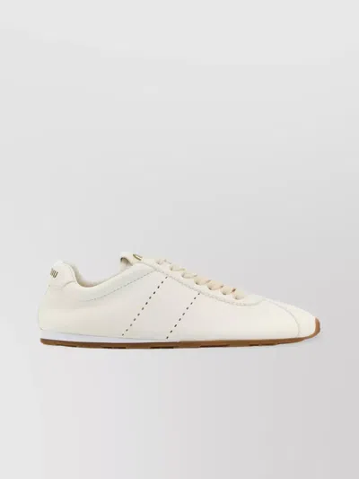 Miu Miu Leather Plume Low-top Sneakers Rubber Sole