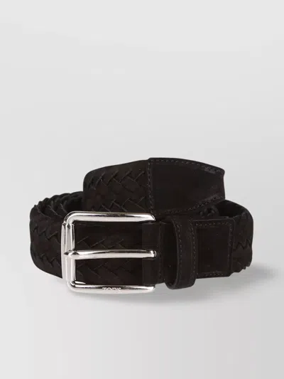 Tod's Black Leather Woven Buble Belt