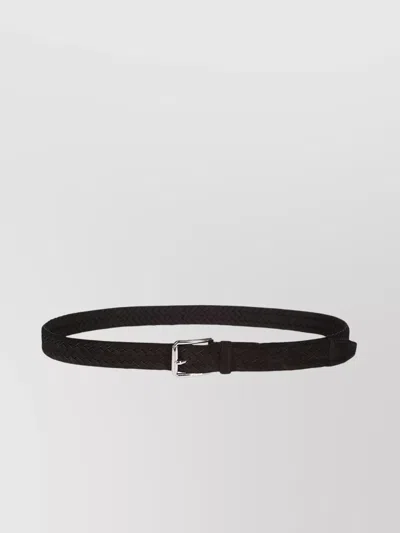 Tod's Black Leather Woven Buble Belt