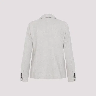 Brunello Cucinelli Double Breasted Wool And Cashmere Jacket In Neutral