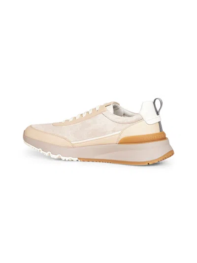 Brunello Cucinelli Logo Embossed Lace-up Sneakers In Neutral