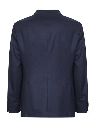 Brunello Cucinelli Men Blue Flannel Deconstructed Blazer In Blue