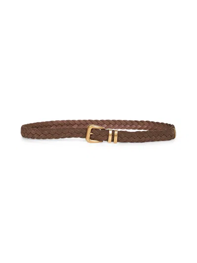 Brunello Cucinelli Men Brown Woven Reversed Calfskin Belt In Brown
