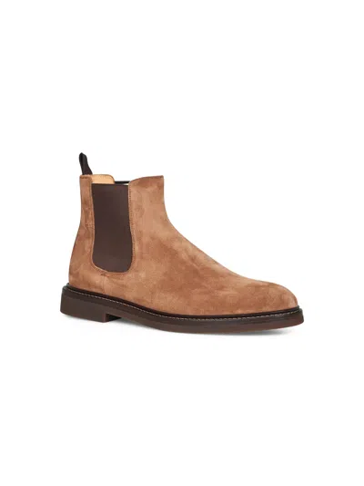 Brunello Cucinelli Men Camel Suede Chelsea Boot Ankle Boots