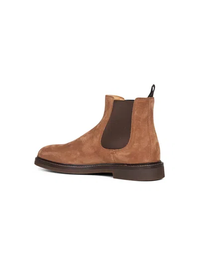 Brunello Cucinelli Men Camel Suede Chelsea Boot Ankle Boots