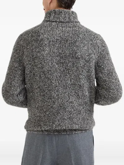 Brunello Cucinelli Textured Knit Turtleneck Sweater With Ribbed Finish