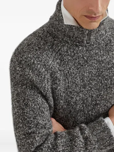 Brunello Cucinelli Textured Knit Turtleneck Sweater With Ribbed Finish