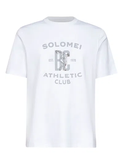 Brunello Cucinelli Crew Neck Graphic Print Short Sleeves T-shirt In White