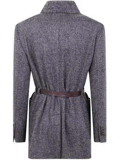 Brunello Cucinelli Herringbone Jacket In Gray