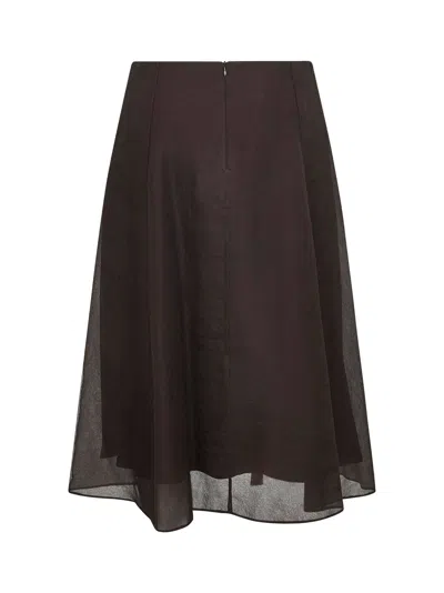 Brunello Cucinelli Women Brown Crispy Silk Circle Skirt