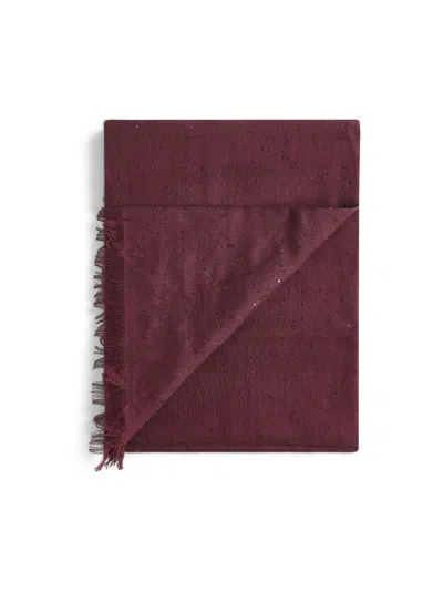 Brunello Cucinelli Women Burgundy Diamante Cashmere And Silk Scarf In Red