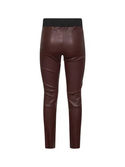 Brunello Cucinelli Women Burgundy Stretch Nappa Leggings In Burgundy